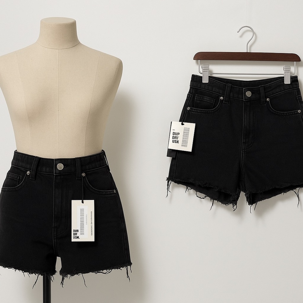 636 Black Denim Women Shorts